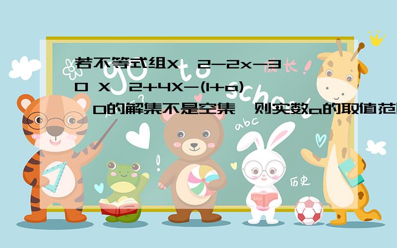 若不等式组X^2-2x-3≤0 X^2+4X-(1+a)≤0的解集不是空集,则实数a的取值范围是