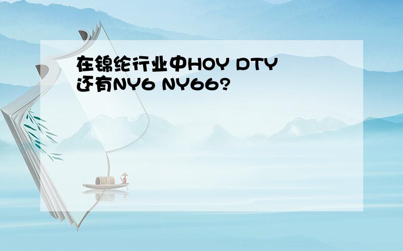 在锦纶行业中HOY DTY 还有NY6 NY66?