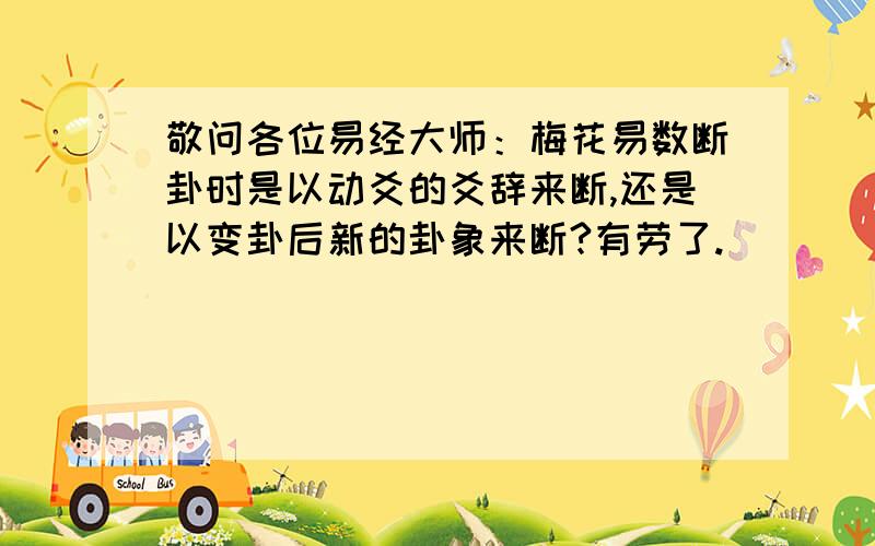 敬问各位易经大师：梅花易数断卦时是以动爻的爻辞来断,还是以变卦后新的卦象来断?有劳了.