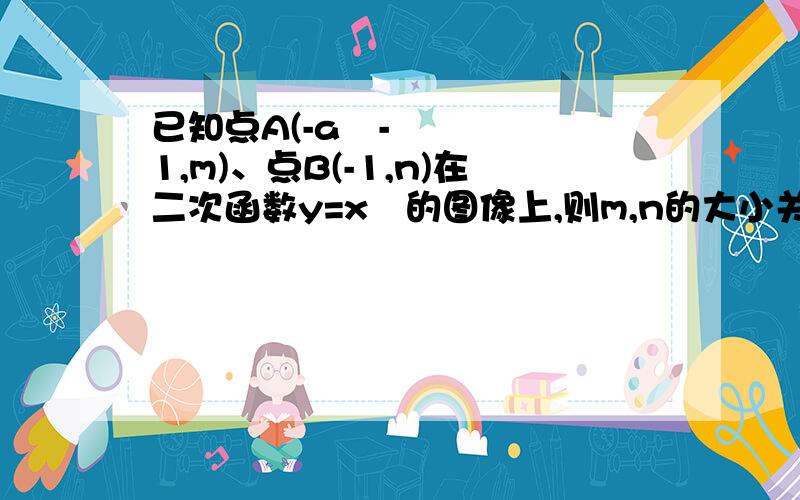 已知点A(-a²-1,m)、点B(-1,n)在二次函数y=x²的图像上,则m,n的大小关系是___.