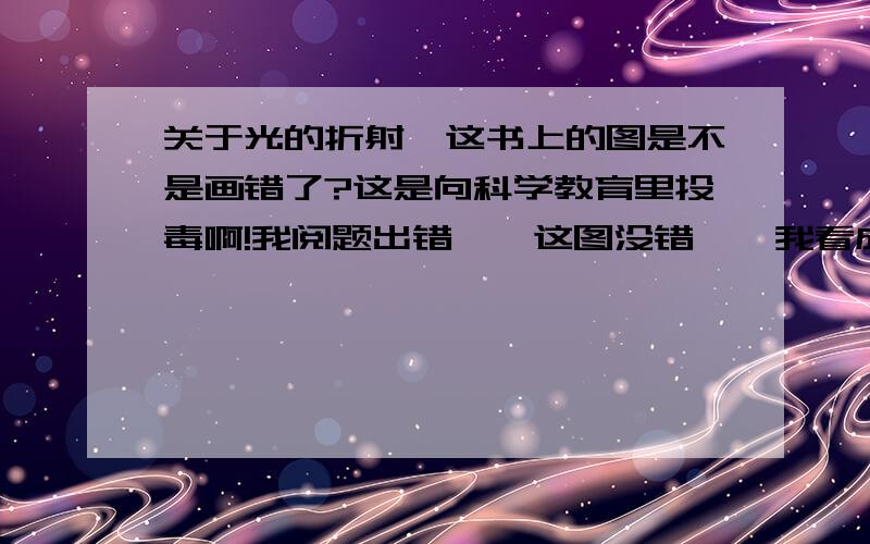 关于光的折射,这书上的图是不是画错了?这是向科学教育里投毒啊!我阅题出错……这图没错……我看成是空气向水入射了……这图画的也太突破常理了……