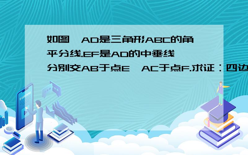 如图,AD是三角形ABC的角平分线.EF是AD的中垂线,分别交AB于点E,AC于点F.求证：四边形EDFA是菱形.