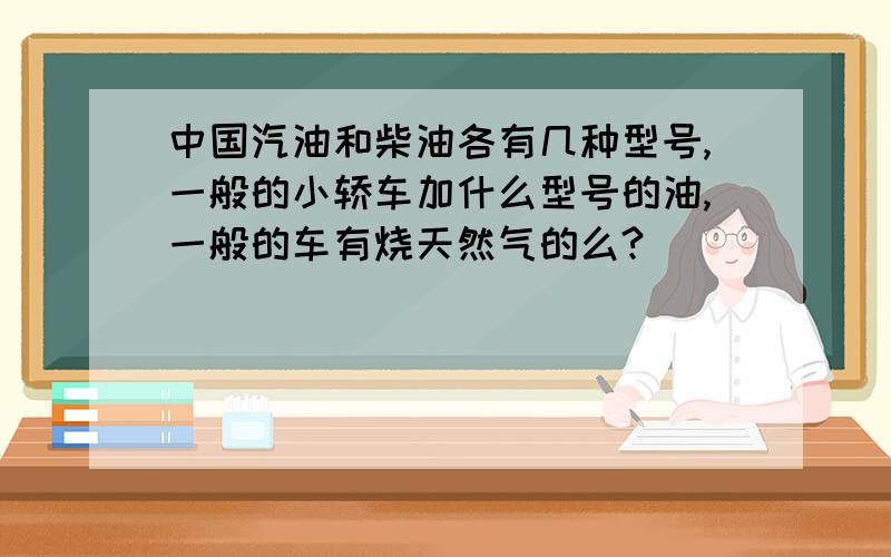 中国汽油和柴油各有几种型号,一般的小轿车加什么型号的油,一般的车有烧天然气的么?