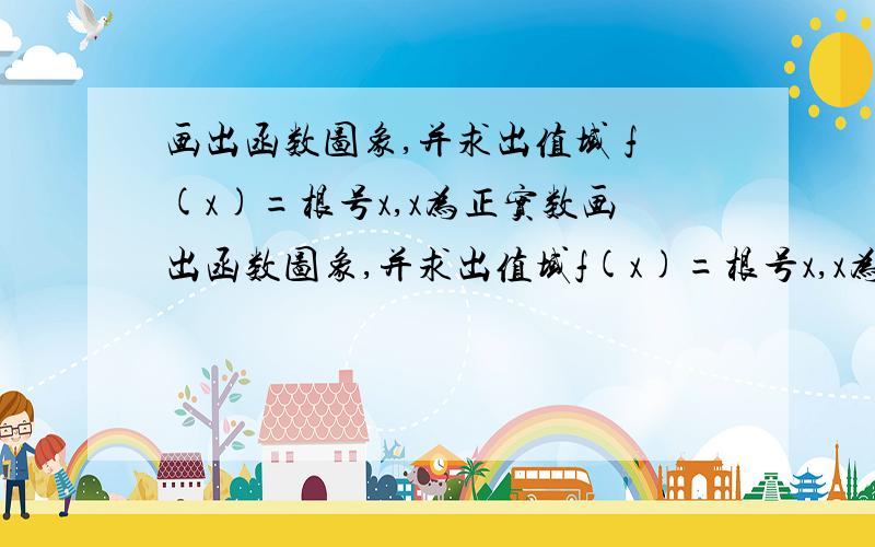 画出函数图象,并求出值域 f(x)=根号x,x为正实数画出函数图象,并求出值域f(x)=根号x,x为正实数