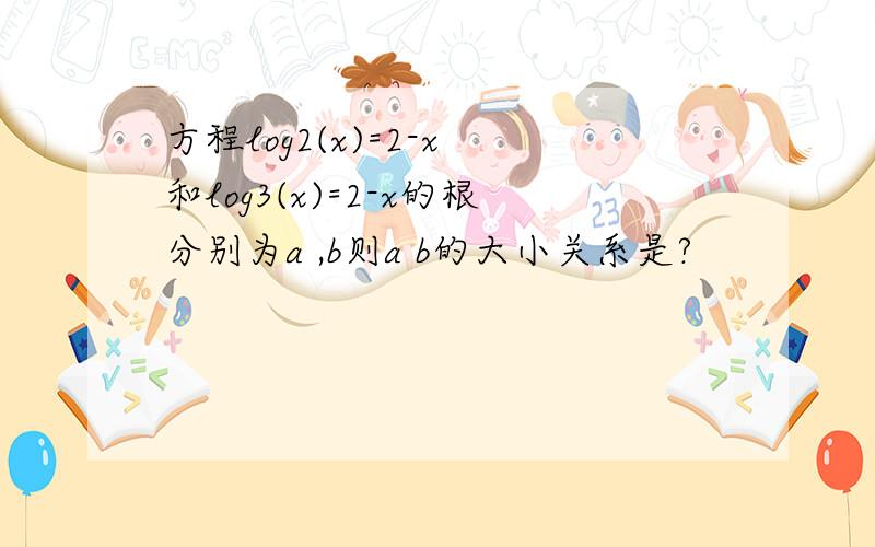 方程log2(x)=2-x 和log3(x)=2-x的根分别为a ,b则a b的大小关系是?