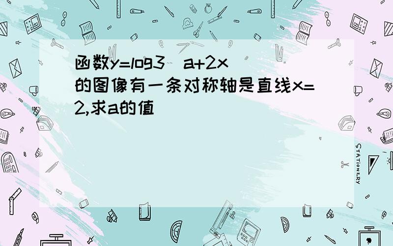 函数y=log3|a+2x|的图像有一条对称轴是直线x=2,求a的值