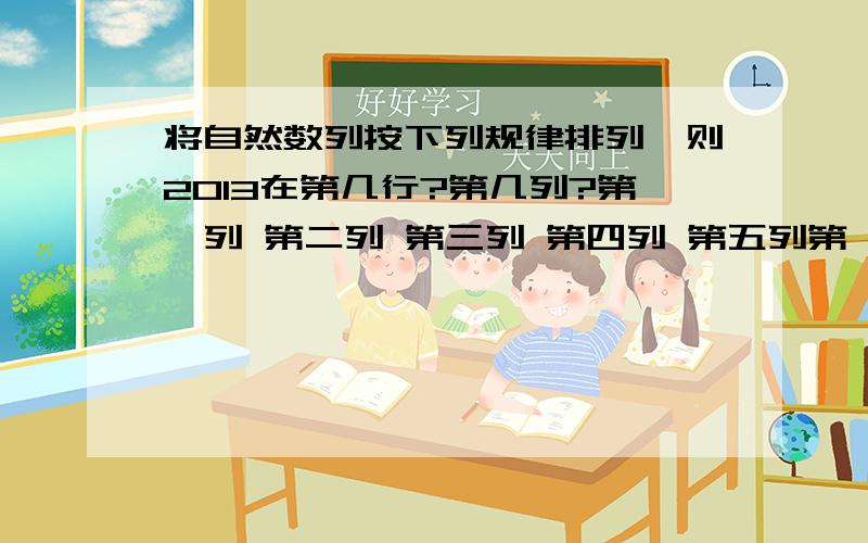 将自然数列按下列规律排列,则2013在第几行?第几列?第一列 第二列 第三列 第四列 第五列第一行 0 1 2 3 4第二行 6 5第三行 7 8 9 10 11第四行 13 12......