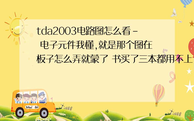 tda2003电路图怎么看- 电子元件我懂,就是那个图在板子怎么弄就蒙了 书买了三本都用不上 - 就是那图的线看不懂 有的地方用一根线画的 怎么接在哪里啊那个输入端一根线 怎么接 还有那个下