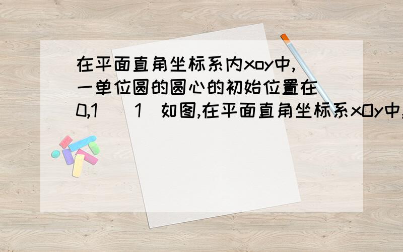 在平面直角坐标系内xoy中,一单位圆的圆心的初始位置在(0,1)（1）如图,在平面直角坐标系xOy中,一单位圆的圆心的初始位置在（0,1）,此时圆上一点P的位置在（0,0）,圆在x轴上沿正向滚动．当圆