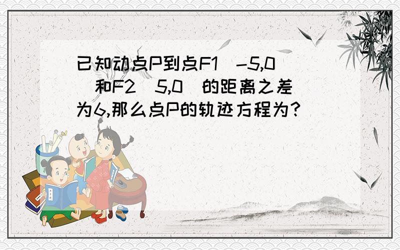 已知动点P到点F1（-5,0）和F2（5,0）的距离之差为6,那么点P的轨迹方程为?