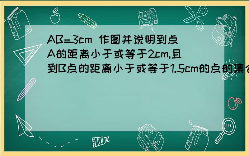 AB=3cm 作图并说明到点A的距离小于或等于2cm,且到B点的距离小于或等于1.5cm的点的集合这说明是怎么说啊,是作图过程么,还是证明