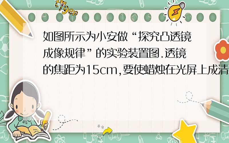 如图所示为小安做“探究凸透镜成像规律”的实验装置图.透镜的焦距为15cm,要使蜡烛在光屏上成清晰的像在蜡烛、凸透镜和光屏三者中,只移动其中的一个,其余两个不动,下列措施中可行的是