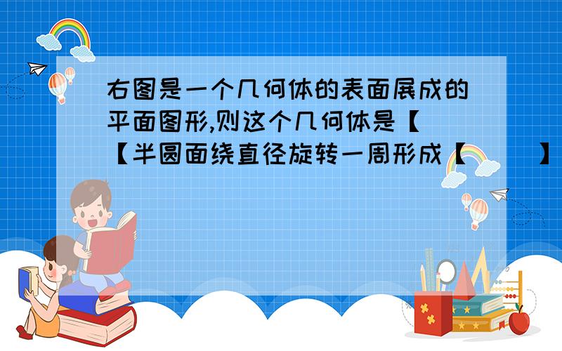 右图是一个几何体的表面展成的平面图形,则这个几何体是【 【半圆面绕直径旋转一周形成【     】