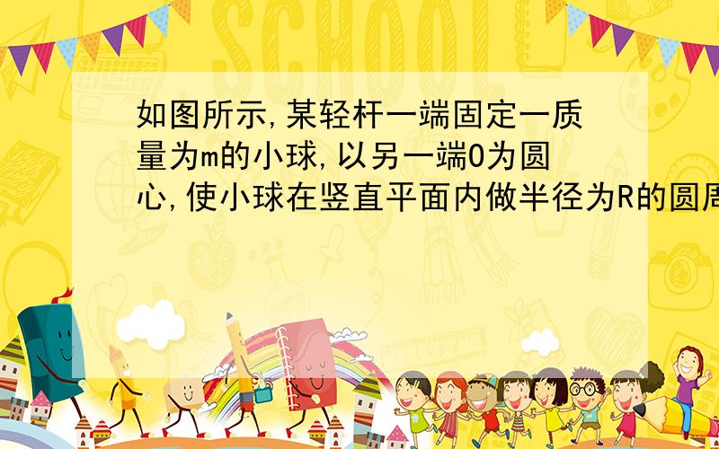 如图所示,某轻杆一端固定一质量为m的小球,以另一端O为圆心,使小球在竖直平面内做半径为R的圆周运动.选项B,小球过最高点时,最小速度为√(gR).这个选项对不对,为什么.