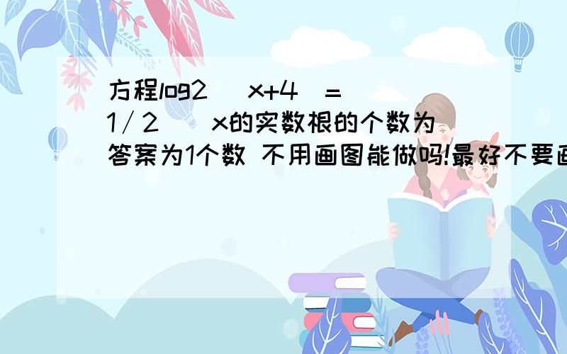 方程log2 (x+4)=（1∕2）^x的实数根的个数为答案为1个数 不用画图能做吗!最好不要画图能做!