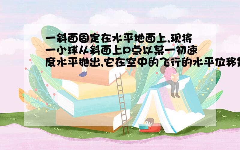 一斜面固定在水平地面上,现将一小球从斜面上P点以某一初速度水平抛出,它在空中的飞行的水平位移是X1,若将初速度大小变为原来的2倍 ,空中的飞行的水平位移是 X2,不计空气阻力,假设小球