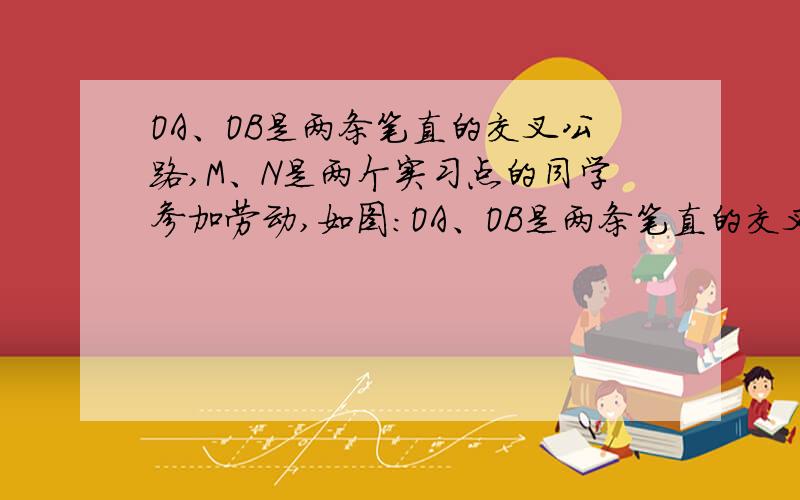 OA、OB是两条笔直的交叉公路,M、N是两个实习点的同学参加劳动,如图：OA、OB是两条笔直的交叉公路,M、N是两个实习点的同学参加劳动,现欲建一个茶水供应站,使得此茶水供应站到公路两边的