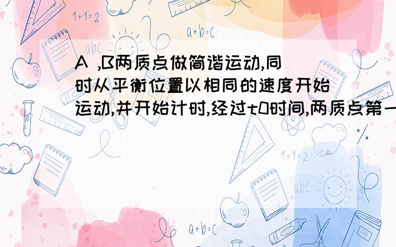 A ,B两质点做简谐运动,同时从平衡位置以相同的速度开始运动,并开始计时,经过t0时间,两质点第一次同时经过平衡位置且速度相同.若A质点的周期为T,求B质点的周期为多大.答案是TB=(T*t0)/（t0+KT