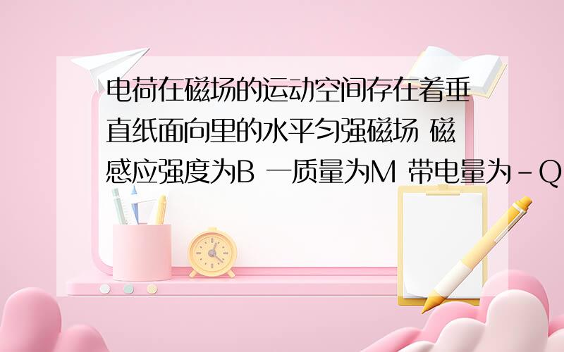 电荷在磁场的运动空间存在着垂直纸面向里的水平匀强磁场 磁感应强度为B 一质量为M 带电量为-Q的带电粒子（重力忽略不计）从坐标原点O以初速度沿与X轴正向成60度的角的方向射入磁场粒