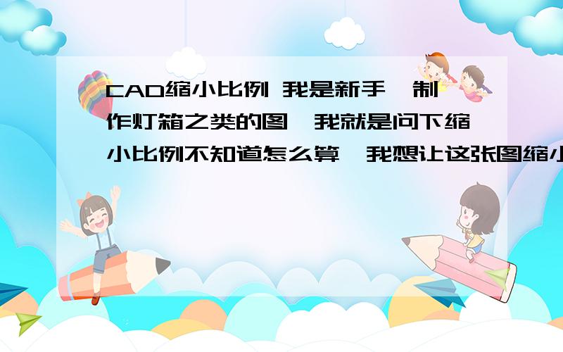 CAD缩小比例 我是新手,制作灯箱之类的图,我就是问下缩小比例不知道怎么算,我想让这张图缩小10倍比例是多少,怎么算出来的是0.1的 20 30 40 50 60 70 80 90 这些倍数怎么算的?请大侠帮我分析下.新