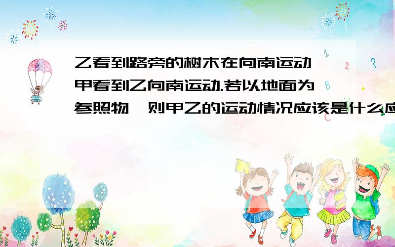 乙看到路旁的树木在向南运动,甲看到乙向南运动.若以地面为参照物,则甲乙的运动情况应该是什么应该是向什么方向?为什么