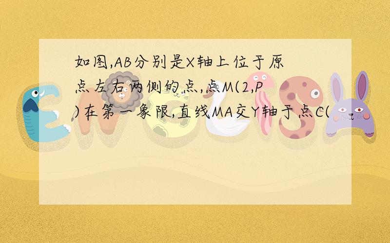 如图,AB分别是X轴上位于原点左右两侧的点,点M(2,P)在第一象限,直线MA交Y轴于点C(