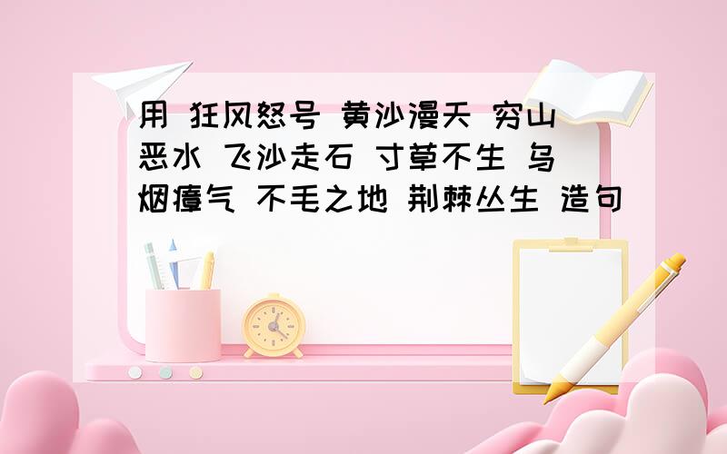 用 狂风怒号 黄沙漫天 穷山恶水 飞沙走石 寸草不生 乌烟瘴气 不毛之地 荆棘丛生 造句