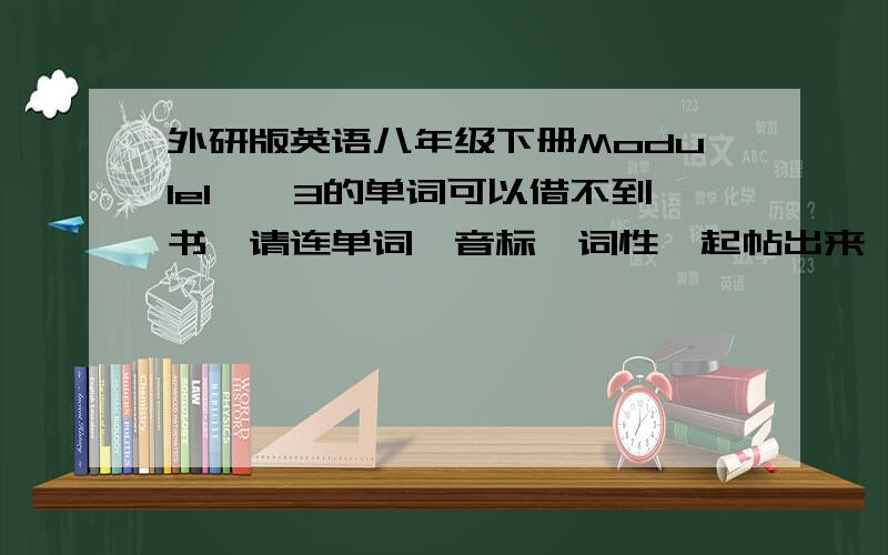 外研版英语八年级下册Module1——3的单词可以借不到书,请连单词、音标、词性一起帖出来,要是谁给出来这一百分就送给他了……