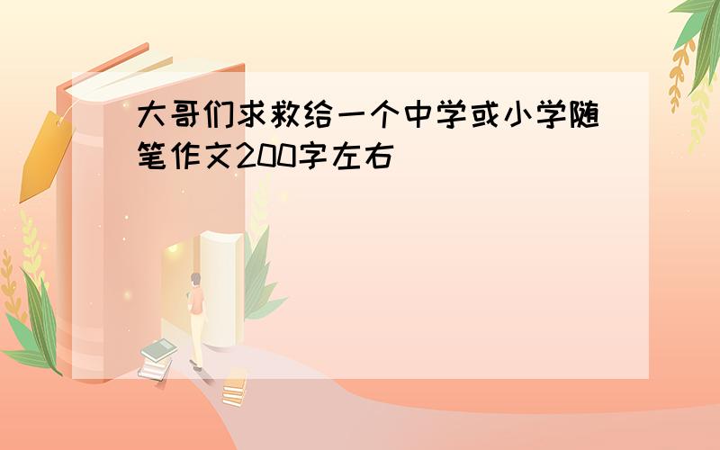 大哥们求救给一个中学或小学随笔作文200字左右