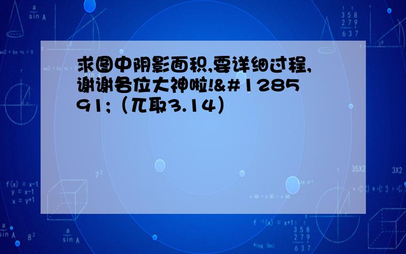 求图中阴影面积,要详细过程,谢谢各位大神啦!🙏（兀取3.14）