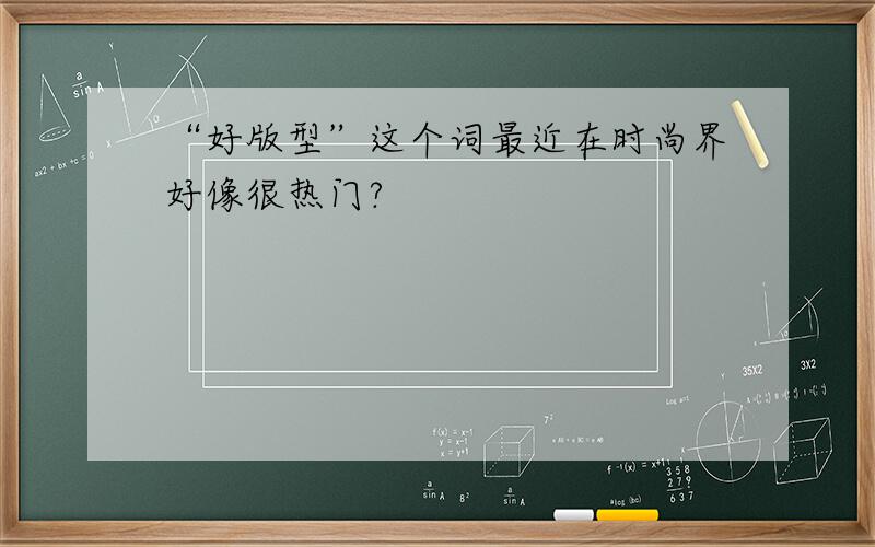 “好版型”这个词最近在时尚界好像很热门?