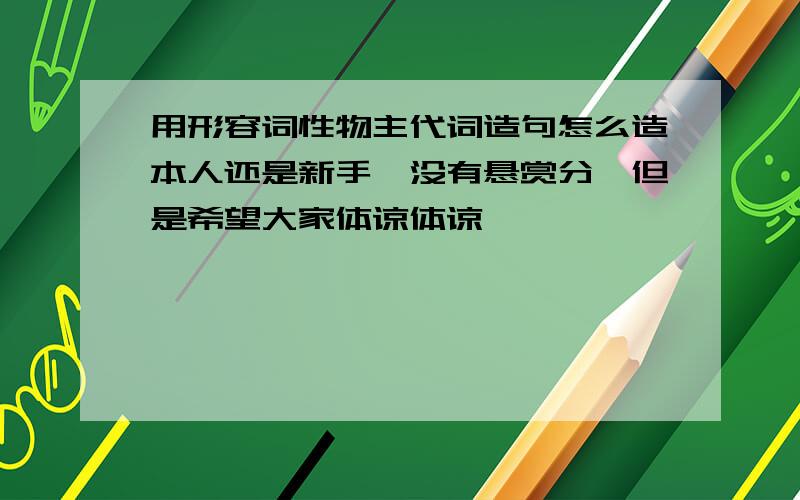 用形容词性物主代词造句怎么造本人还是新手,没有悬赏分,但是希望大家体谅体谅,