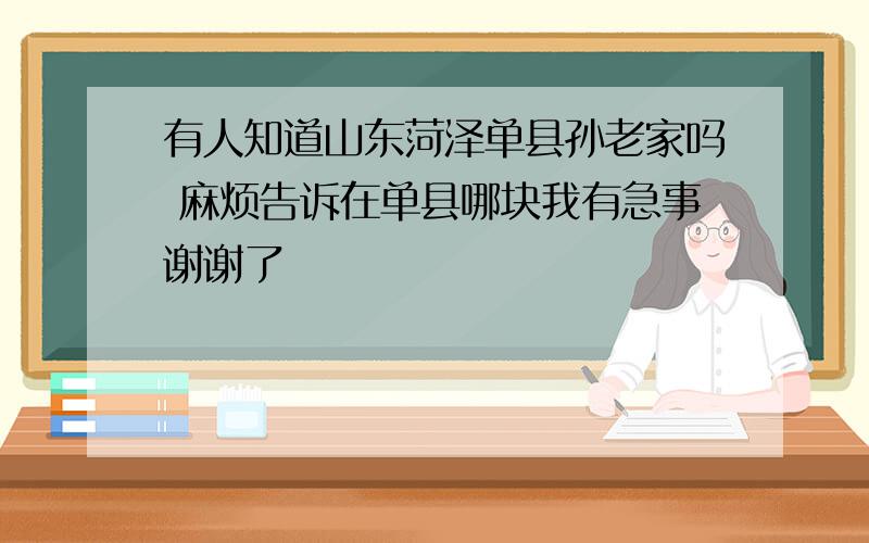 有人知道山东菏泽单县孙老家吗 麻烦告诉在单县哪块我有急事谢谢了