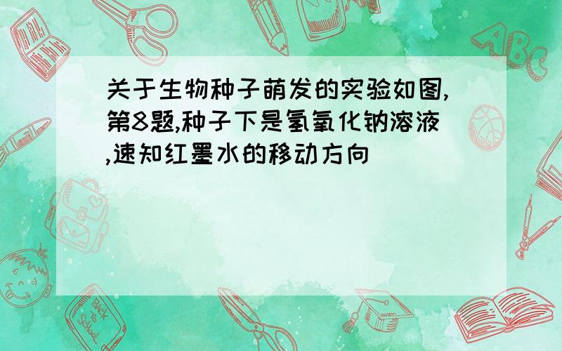 关于生物种子萌发的实验如图,第8题,种子下是氢氧化钠溶液,速知红墨水的移动方向