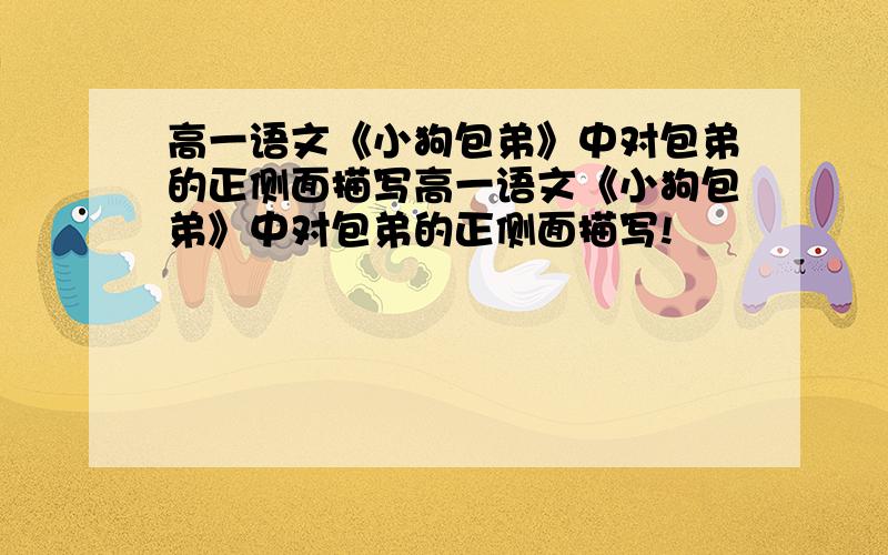 高一语文《小狗包弟》中对包弟的正侧面描写高一语文《小狗包弟》中对包弟的正侧面描写!