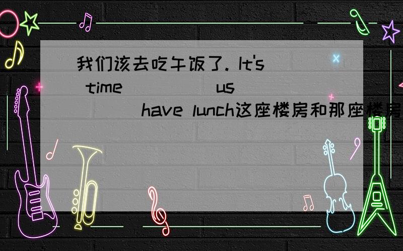 我们该去吃午饭了. It's time ____ us ___ have lunch这座楼房和那座楼房一样高This  building is as _____  _____ that one如果你不起床,上学就会迟到___ you don't get up early, you'll ____late for school昨天他直到做完