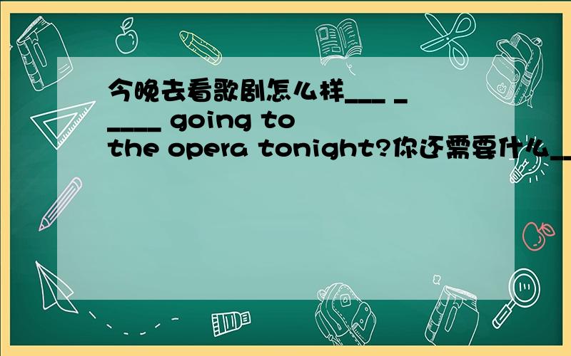 今晚去看歌剧怎么样___ _____ going to the opera tonight?你还需要什么____ ____ do you need?