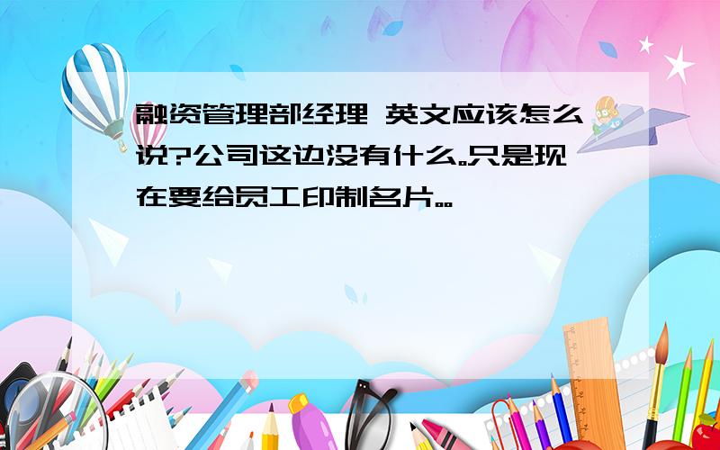 融资管理部经理 英文应该怎么说?公司这边没有什么。只是现在要给员工印制名片。。