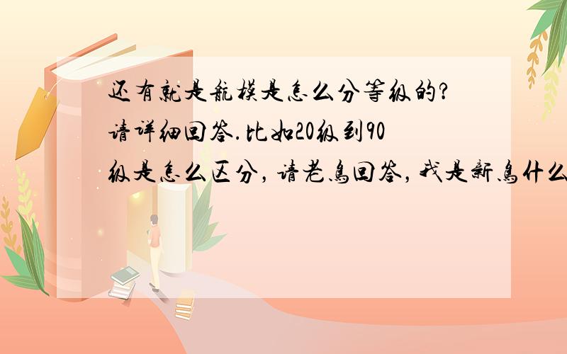 还有就是航模是怎么分等级的?请详细回答.比如20级到90级是怎么区分，请老鸟回答，我是新鸟什么都不懂。