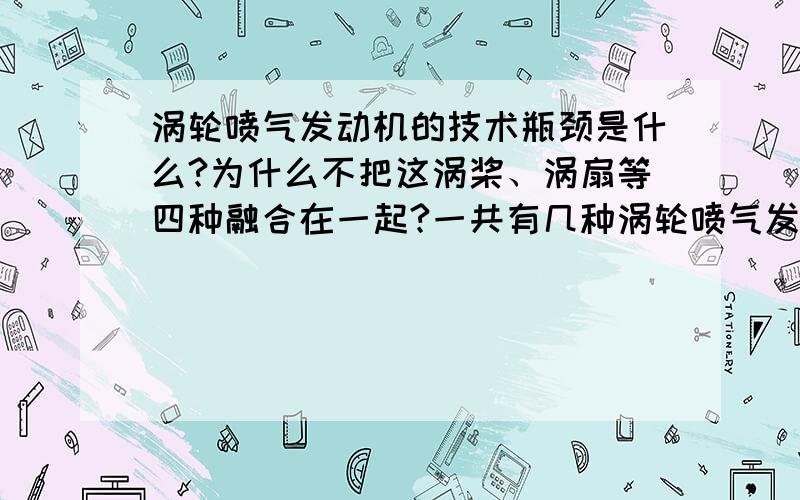 涡轮喷气发动机的技术瓶颈是什么?为什么不把这涡桨、涡扇等四种融合在一起?一共有几种涡轮喷气发动机?好啰嗦啊,请问这是高中还是大学的知识啊?