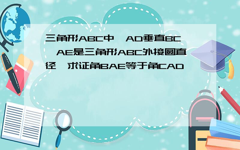 三角形ABC中,AD垂直BC,AE是三角形ABC外接圆直径,求证角BAE等于角CAD