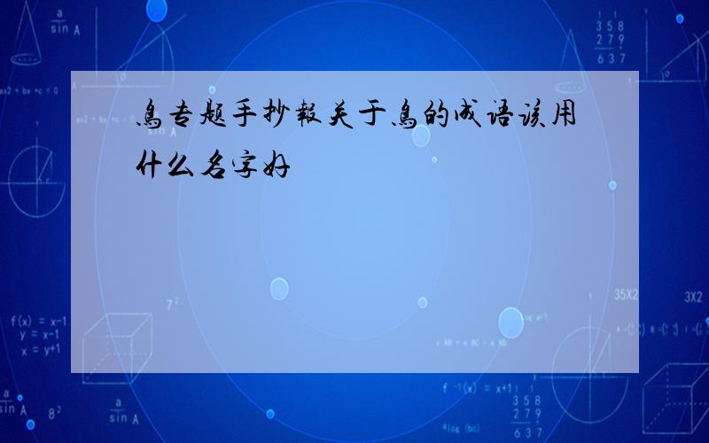 鸟专题手抄报关于鸟的成语该用什么名字好