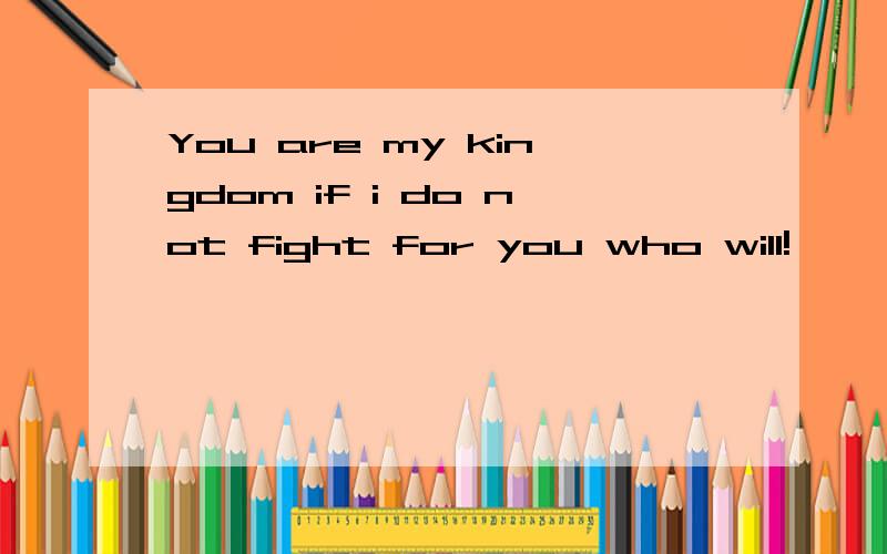 You are my kingdom if i do not fight for you who will!