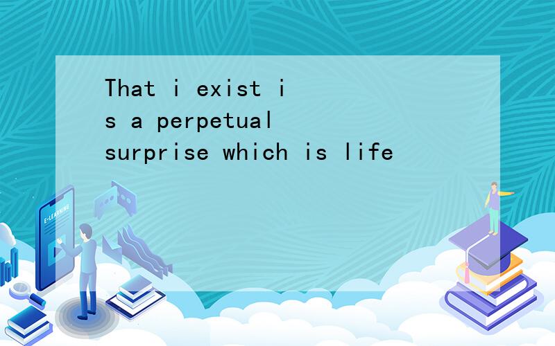 That i exist is a perpetual surprise which is life