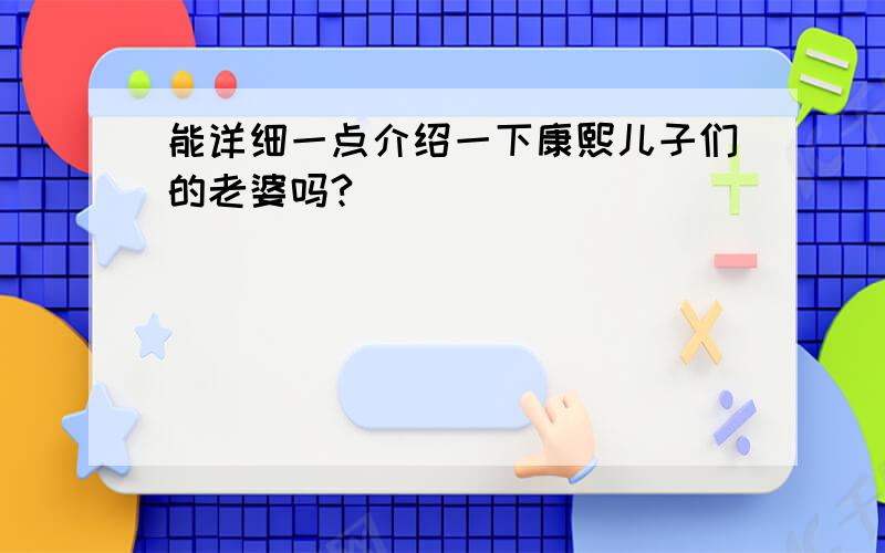 能详细一点介绍一下康熙儿子们的老婆吗?