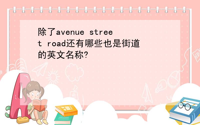 除了avenue street road还有哪些也是街道的英文名称?