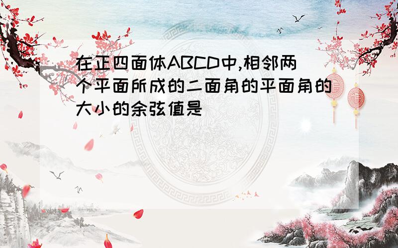 在正四面体ABCD中,相邻两个平面所成的二面角的平面角的大小的余弦值是