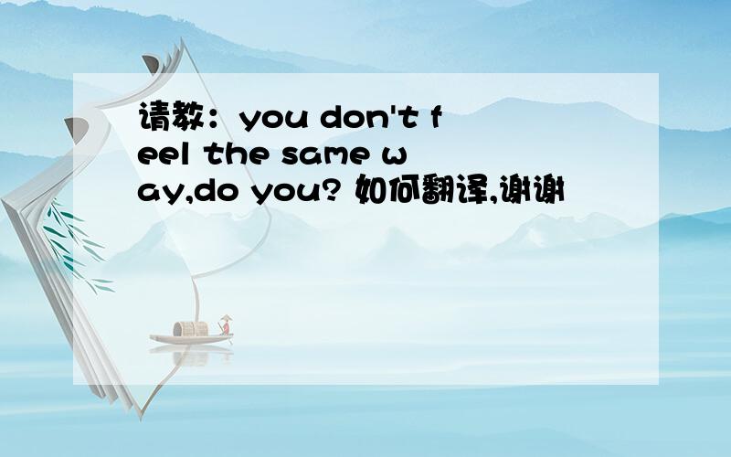 请教：you don't feel the same way,do you? 如何翻译,谢谢