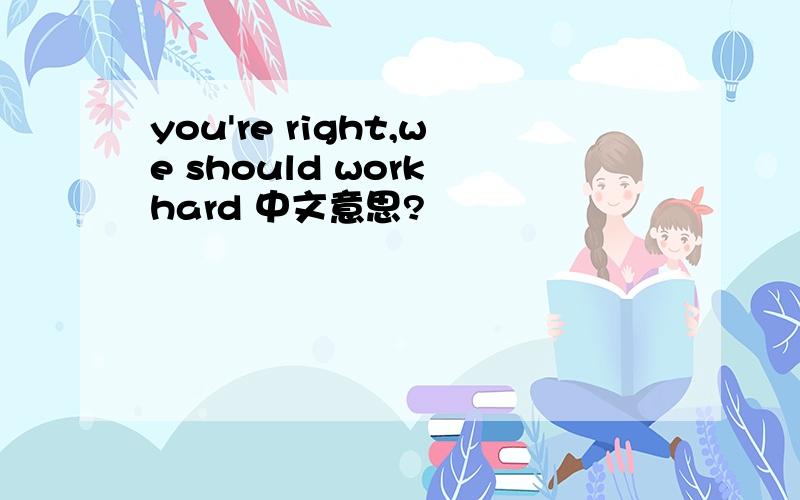 you're right,we should work hard 中文意思?