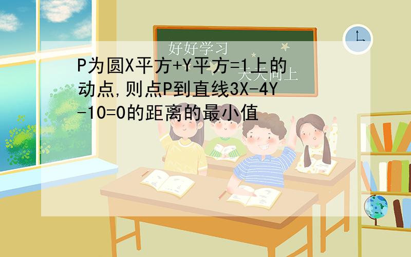 P为圆X平方+Y平方=1上的动点,则点P到直线3X-4Y-10=0的距离的最小值